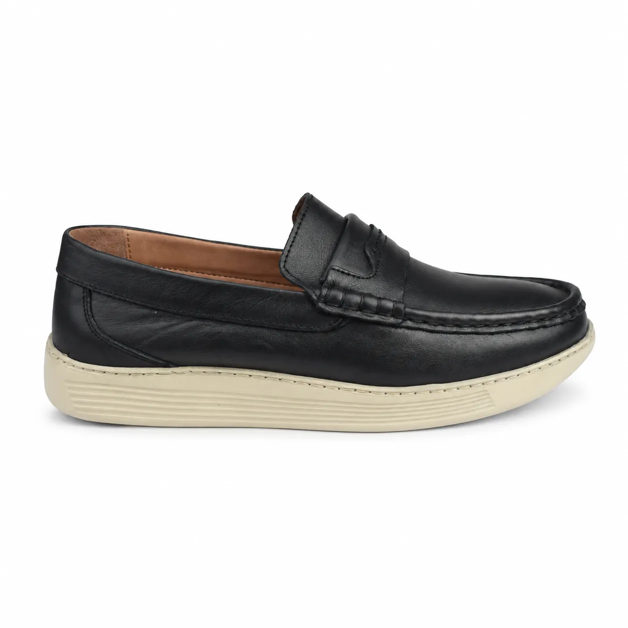 Moccasin pour homme confort R113 noir/beige cuir  miniature